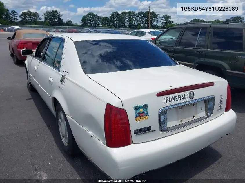 2001 Cadillac Deville Standard W/W20 VIN: 1G6KD54Y81U228089 Lot: 42522574