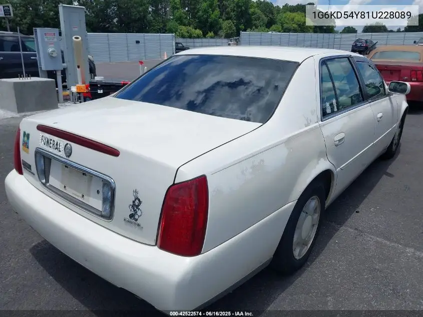 2001 Cadillac Deville Standard W/W20 VIN: 1G6KD54Y81U228089 Lot: 42522574