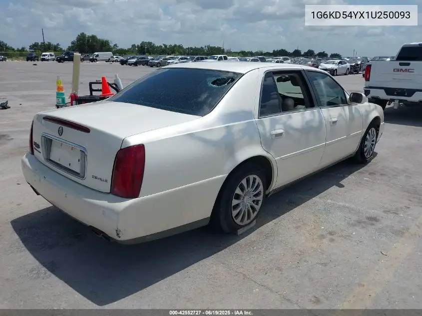 2001 Cadillac Deville Standard VIN: 1G6KD54YX1U250093 Lot: 42552727