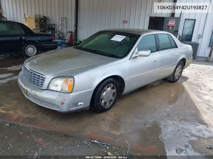 2002 Cadillac Deville Standard VIN: 1G6KD54Y42U193827 Lot: 42178566