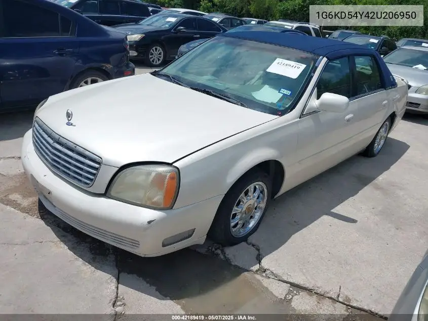 2002 Cadillac Deville Standard VIN: 1G6KD54Y42U206950 Lot: 42189419