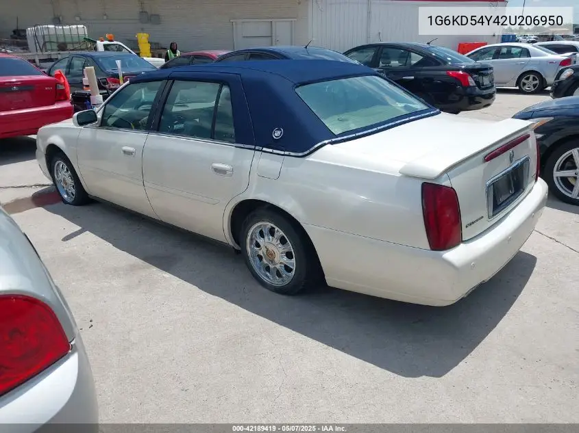 2002 Cadillac Deville Standard VIN: 1G6KD54Y42U206950 Lot: 42189419