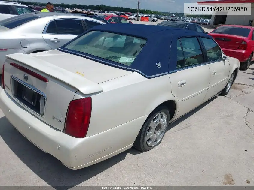 2002 Cadillac Deville Standard VIN: 1G6KD54Y42U206950 Lot: 42189419
