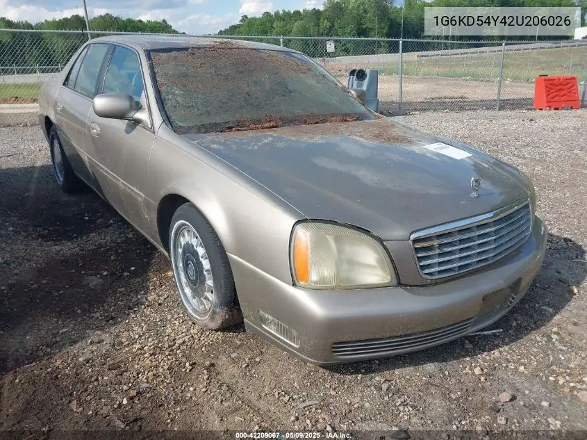 2002 Cadillac Deville Standard VIN: 1G6KD54Y42U206026 Lot: 42209067