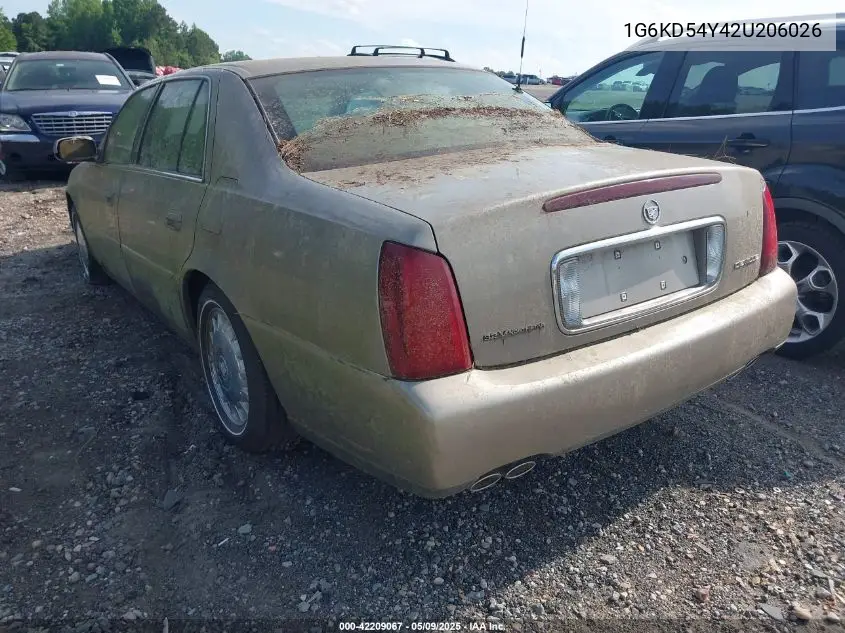 2002 Cadillac Deville Standard VIN: 1G6KD54Y42U206026 Lot: 42209067