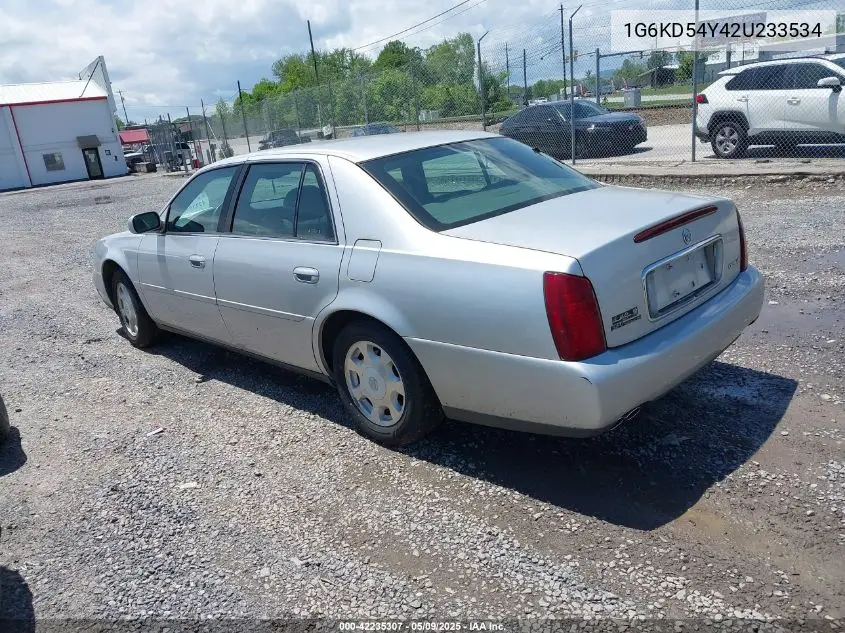 2002 Cadillac Deville Standard VIN: 1G6KD54Y42U233534 Lot: 42235307