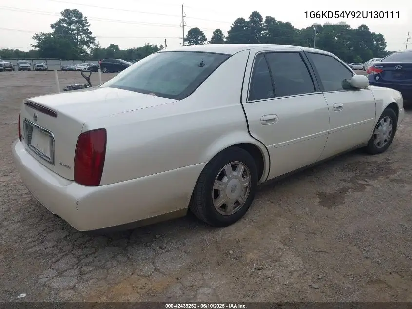 2002 Cadillac Deville Standard VIN: 1G6KD54Y92U130111 Lot: 42439252