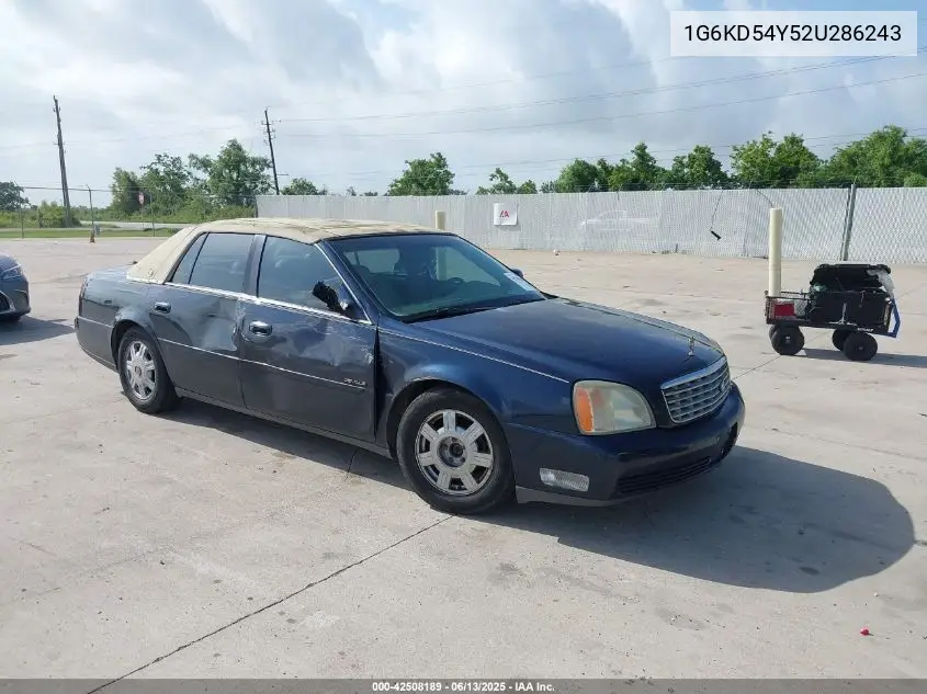 2002 Cadillac Deville Standard VIN: 1G6KD54Y52U286243 Lot: 42508189