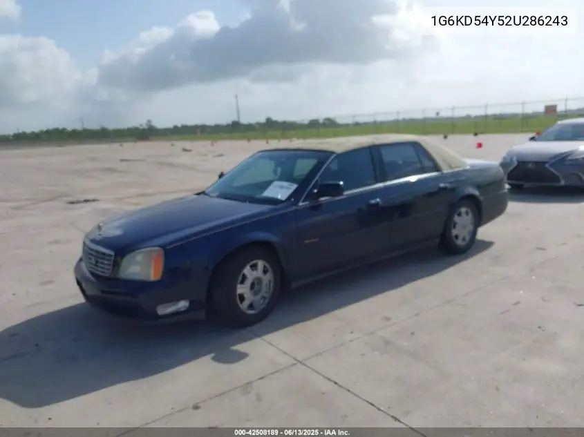 2002 Cadillac Deville Standard VIN: 1G6KD54Y52U286243 Lot: 42508189