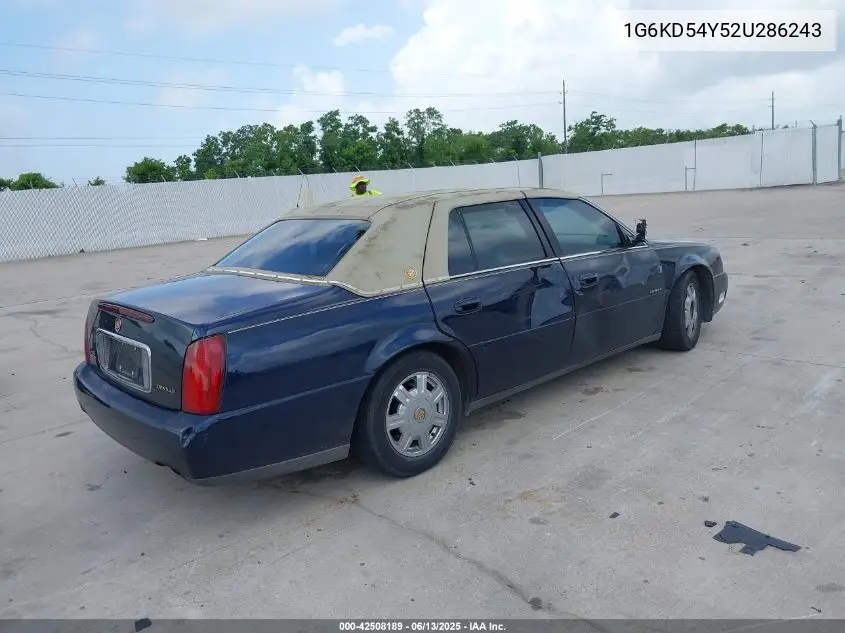 2002 Cadillac Deville Standard VIN: 1G6KD54Y52U286243 Lot: 42508189