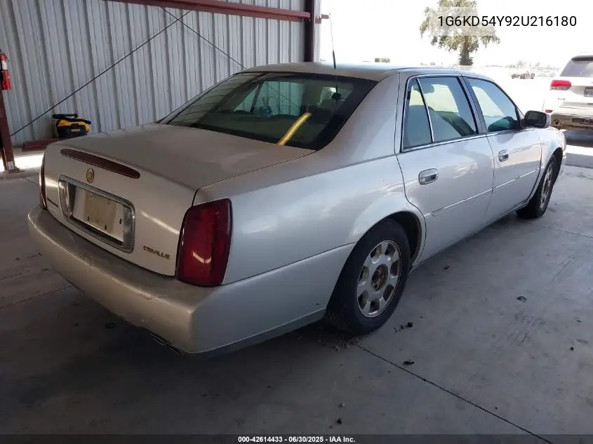 2002 Cadillac Deville Standard VIN: 1G6KD54Y92U216180 Lot: 42614433