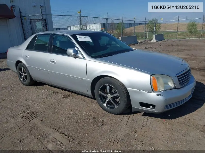 2003 Cadillac Deville Standard VIN: 1G6KD54Y43U265210 Lot: 42210245