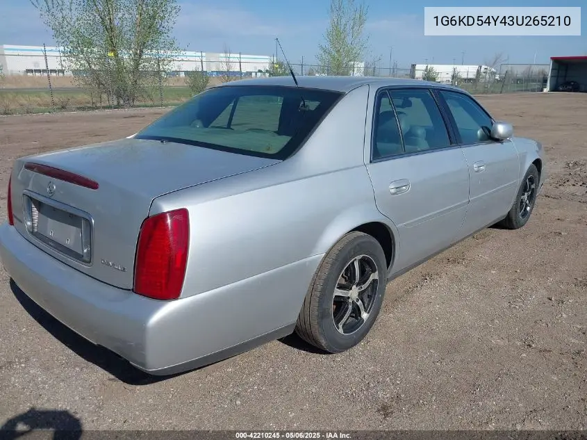 2003 Cadillac Deville Standard VIN: 1G6KD54Y43U265210 Lot: 42210245