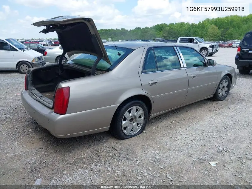 2003 Cadillac Deville Dts VIN: 1G6KF57993U259918 Lot: 42216058