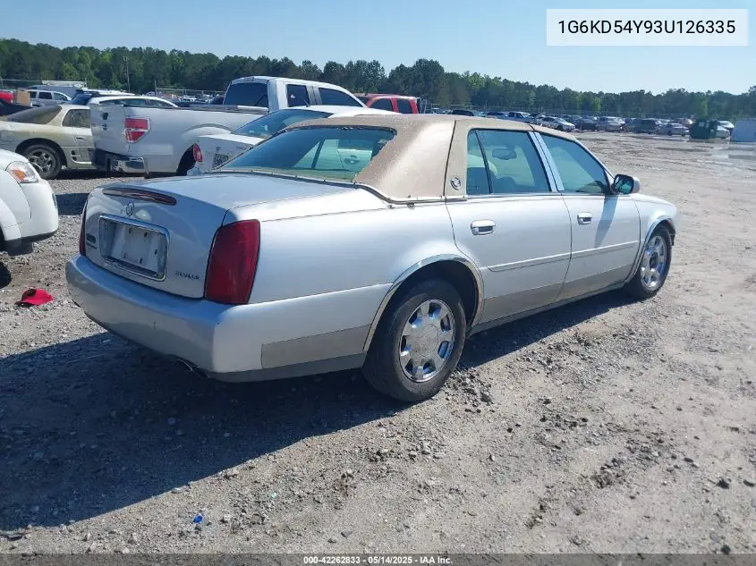 2003 Cadillac Deville Standard VIN: 1G6KD54Y93U126335 Lot: 42262833