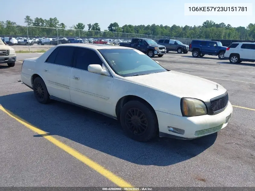 2003 Cadillac Deville Dhs VIN: 1G6KE57Y23U151781 Lot: 42560960
