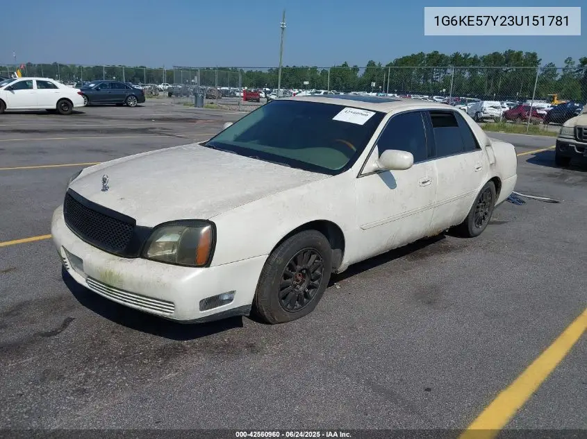 2003 Cadillac Deville Dhs VIN: 1G6KE57Y23U151781 Lot: 42560960