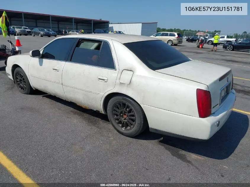 2003 Cadillac Deville Dhs VIN: 1G6KE57Y23U151781 Lot: 42560960