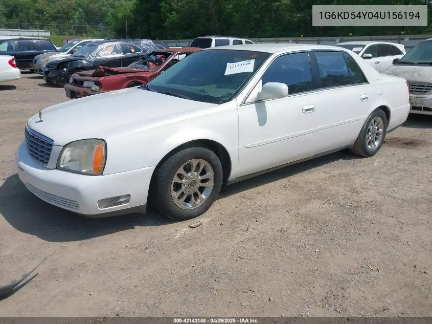 2004 Cadillac Deville Standard VIN: 1G6KD54Y04U156194 Lot: 42143148