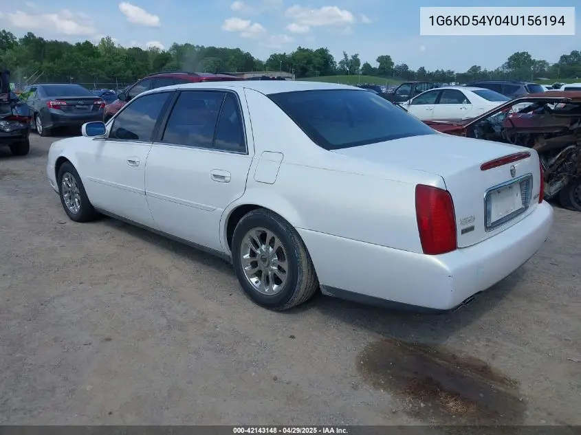 2004 Cadillac Deville Standard VIN: 1G6KD54Y04U156194 Lot: 42143148
