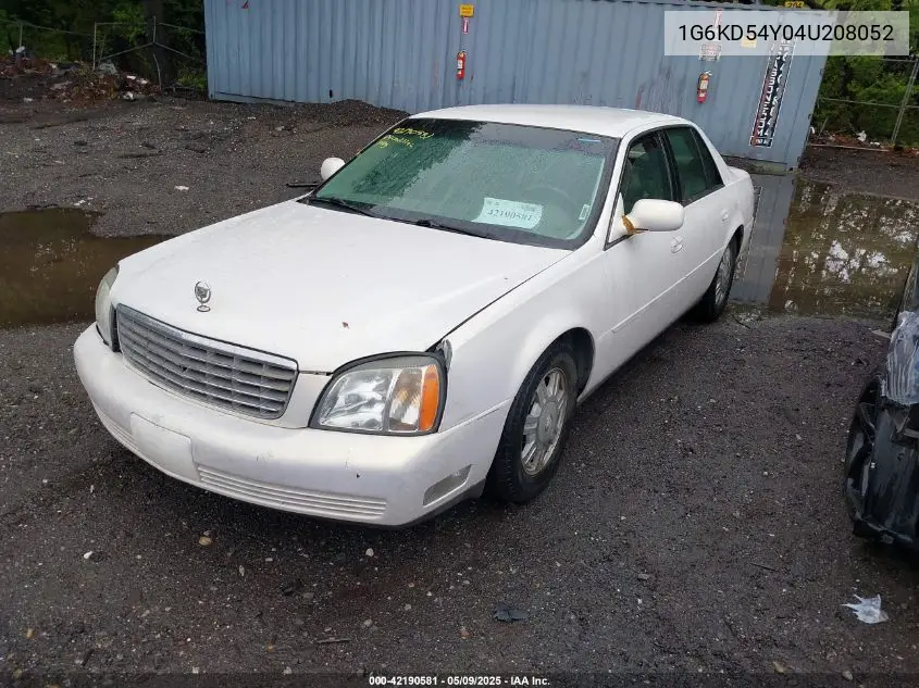 2004 Cadillac Deville Standard VIN: 1G6KD54Y04U208052 Lot: 42190581