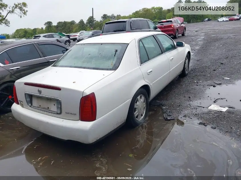 2004 Cadillac Deville Standard VIN: 1G6KD54Y04U208052 Lot: 42190581