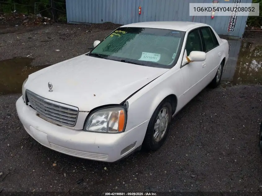 2004 Cadillac Deville Standard VIN: 1G6KD54Y04U208052 Lot: 42190581