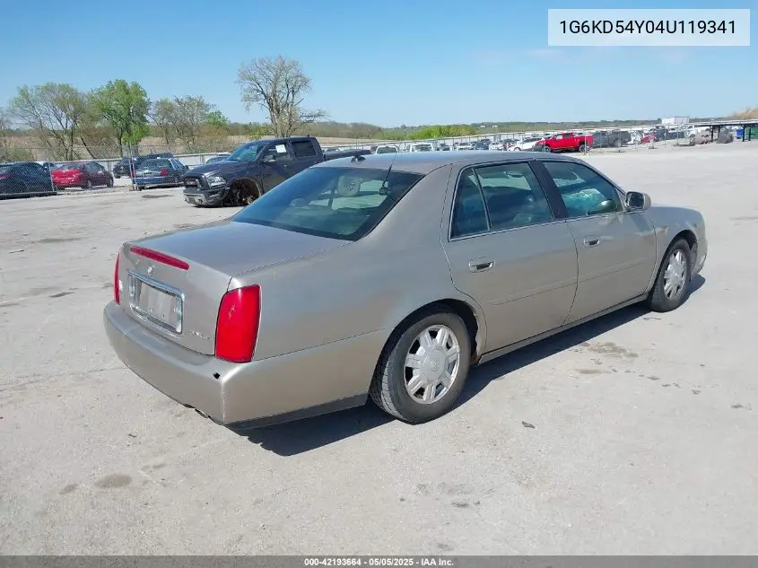 2004 Cadillac Deville Standard VIN: 1G6KD54Y04U119341 Lot: 42193664