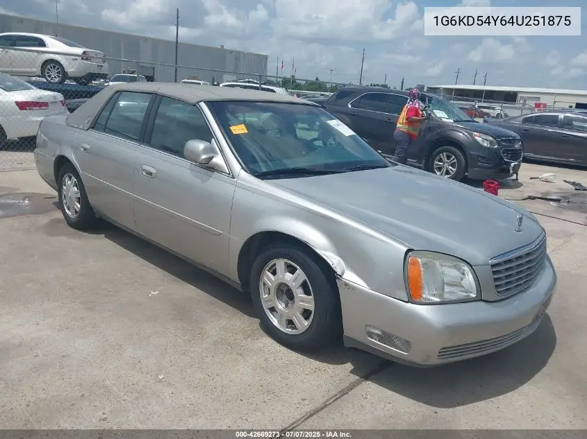 2004 Cadillac Deville Standard VIN: 1G6KD54Y64U251875 Lot: 42669273