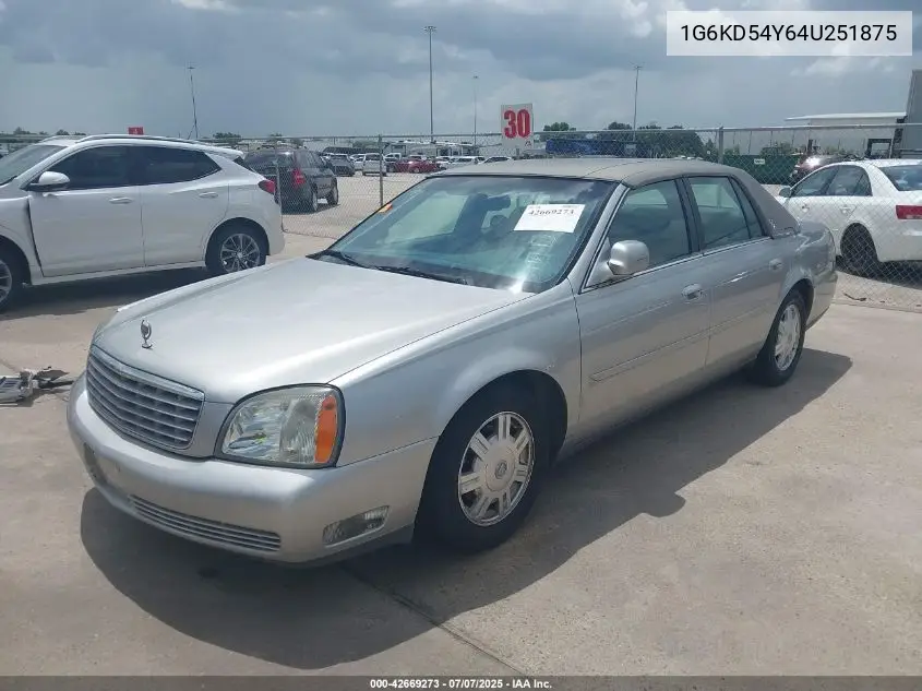 2004 Cadillac Deville Standard VIN: 1G6KD54Y64U251875 Lot: 42669273