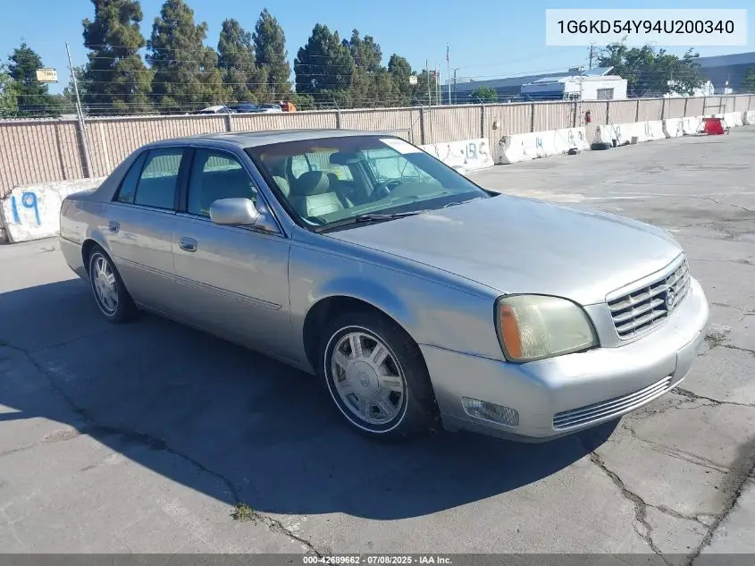 2004 Cadillac Deville Standard VIN: 1G6KD54Y94U200340 Lot: 42689662