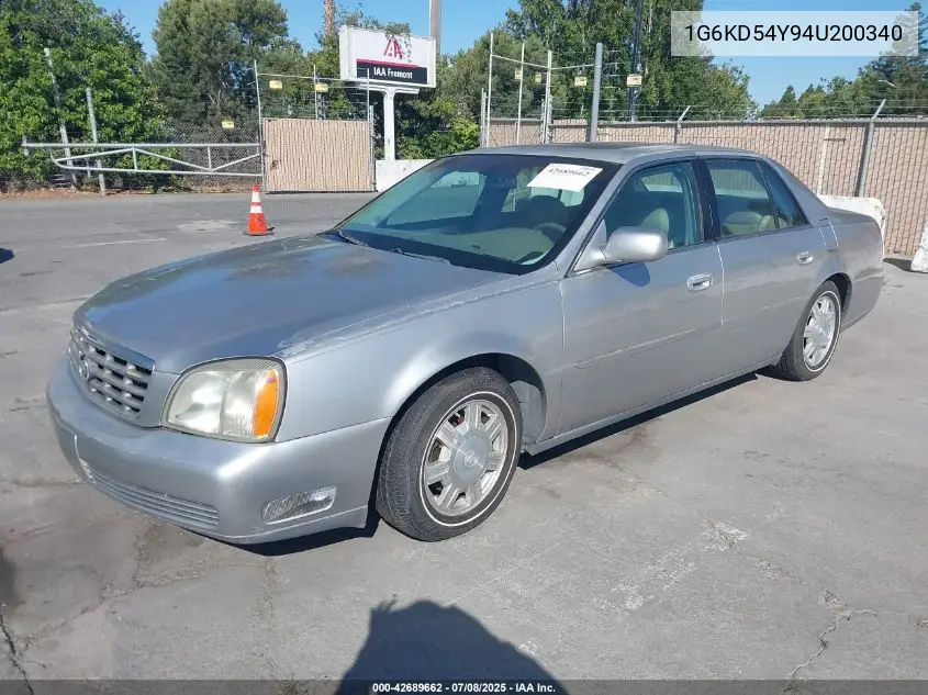 2004 Cadillac Deville Standard VIN: 1G6KD54Y94U200340 Lot: 42689662