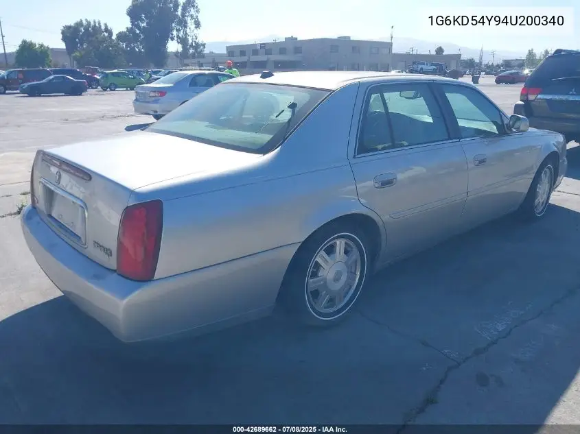 2004 Cadillac Deville Standard VIN: 1G6KD54Y94U200340 Lot: 42689662