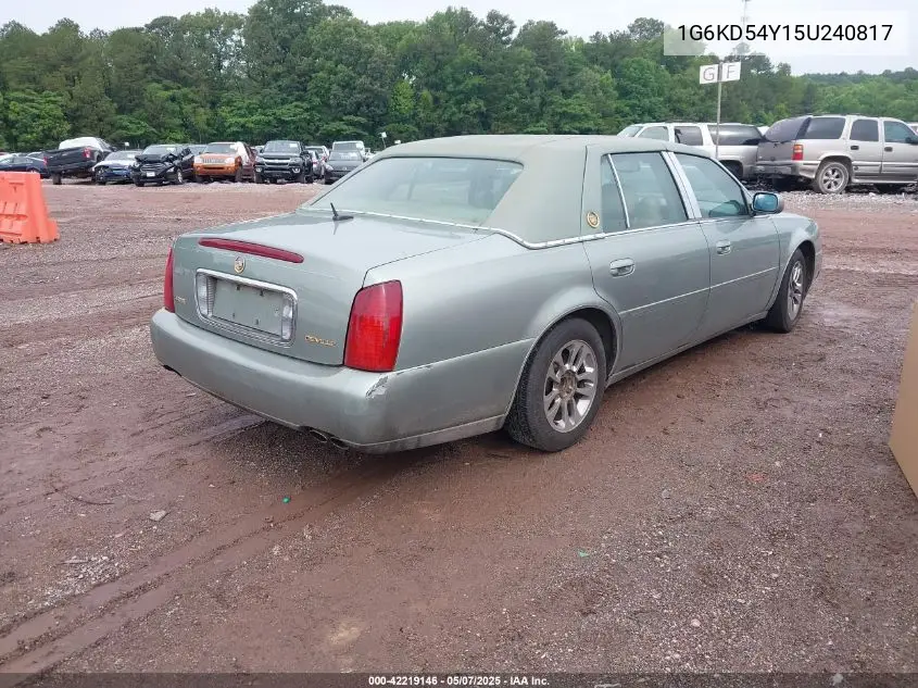 2005 Cadillac Deville Livery VIN: 1G6KD54Y15U240817 Lot: 42219146