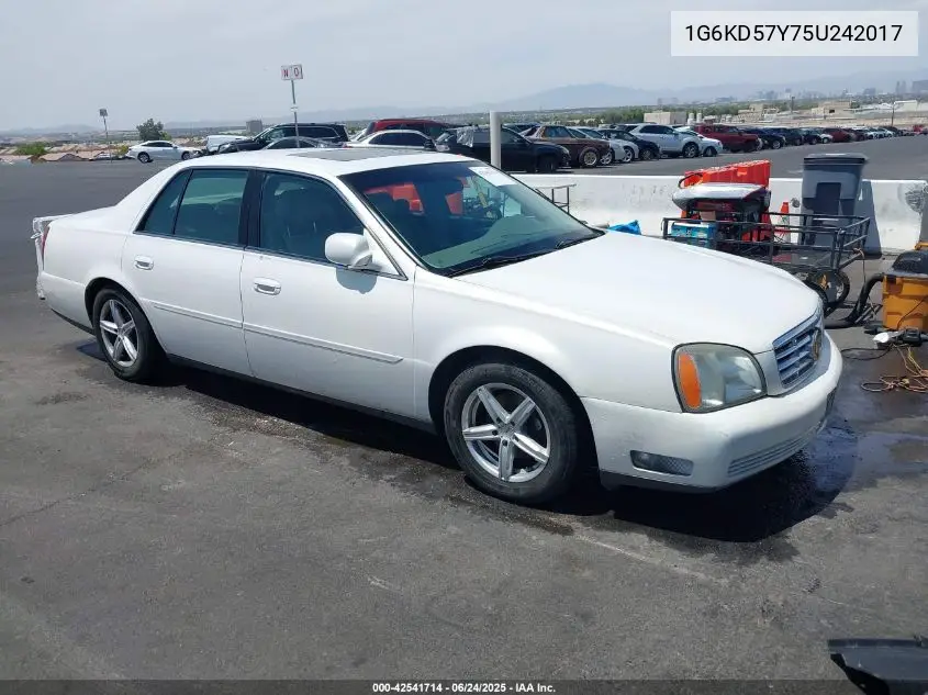 2005 Cadillac Deville Standard VIN: 1G6KD57Y75U242017 Lot: 42541714