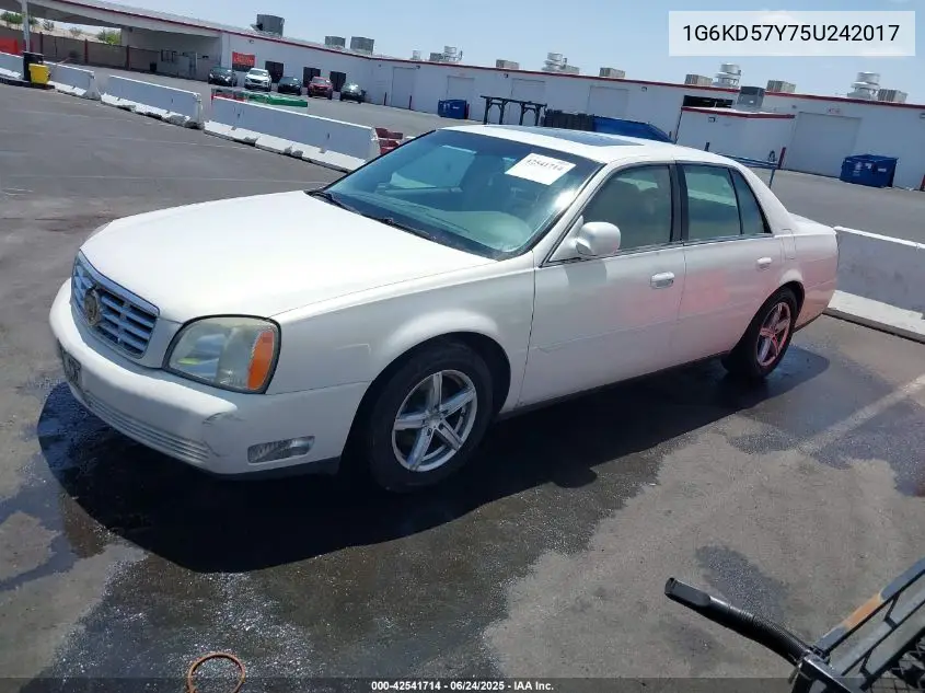 2005 Cadillac Deville Standard VIN: 1G6KD57Y75U242017 Lot: 42541714
