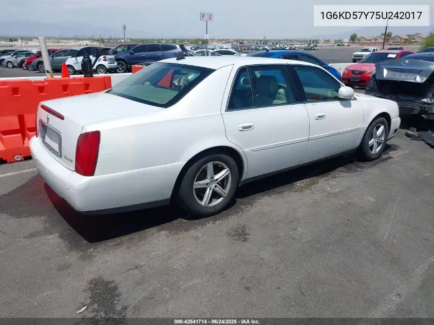 2005 Cadillac Deville Standard VIN: 1G6KD57Y75U242017 Lot: 42541714