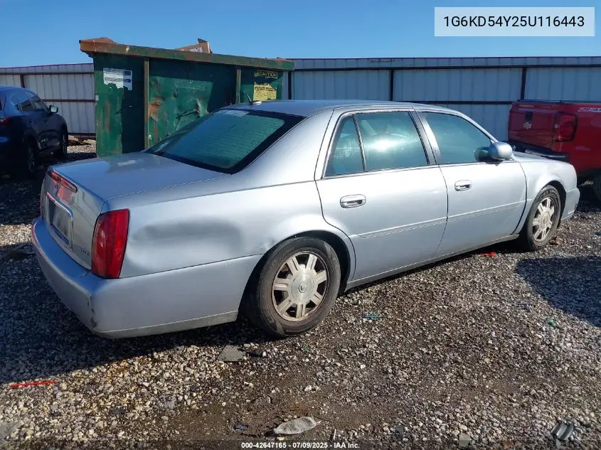 2005 Cadillac Deville Livery VIN: 1G6KD54Y25U116443 Lot: 42647165