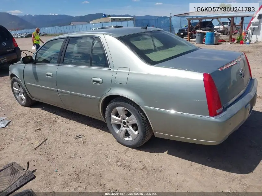 2006 Cadillac Dts VIN: 1G6KD57Y86U241783 Lot: 42201567