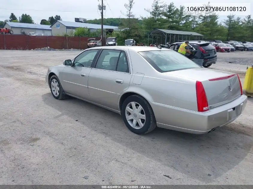 2006 Cadillac Dts VIN: 1G6KD57Y86U108120 Lot: 42245914