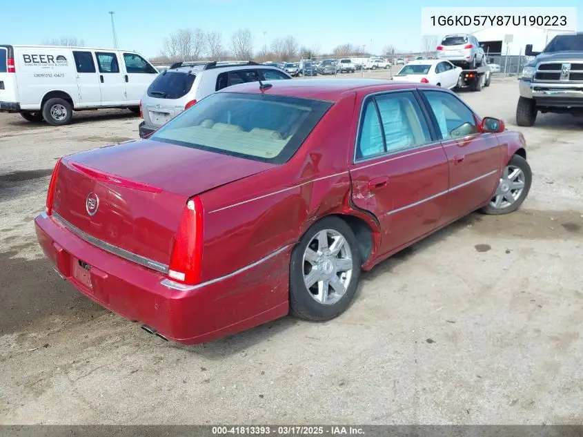 2007 Cadillac Dts Luxury I VIN: 1G6KD57Y87U190223 Lot: 41813393