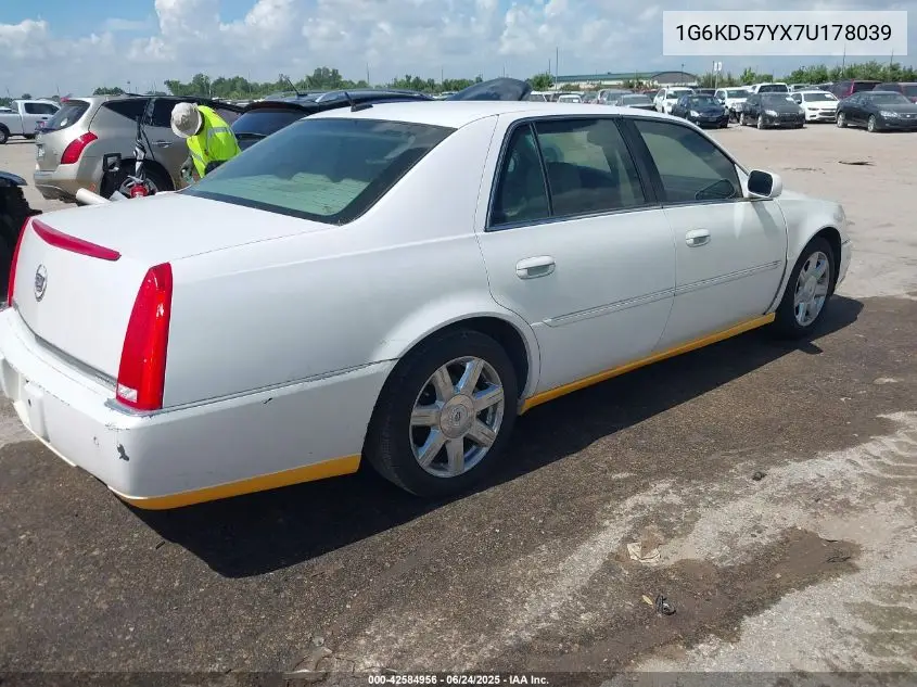 2007 Cadillac Dts Luxury I VIN: 1G6KD57YX7U178039 Lot: 42584956