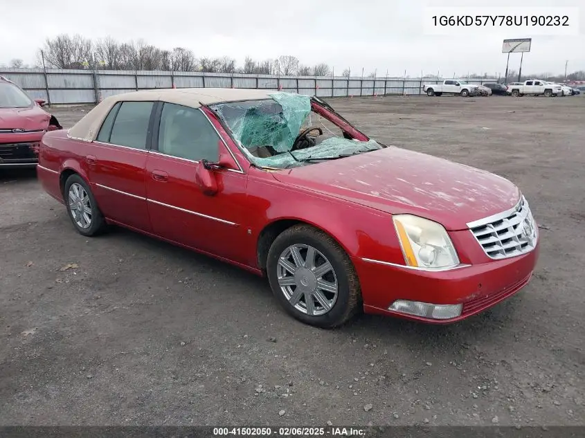 2008 Cadillac Dts 1Sd VIN: 1G6KD57Y78U190232 Lot: 41502050