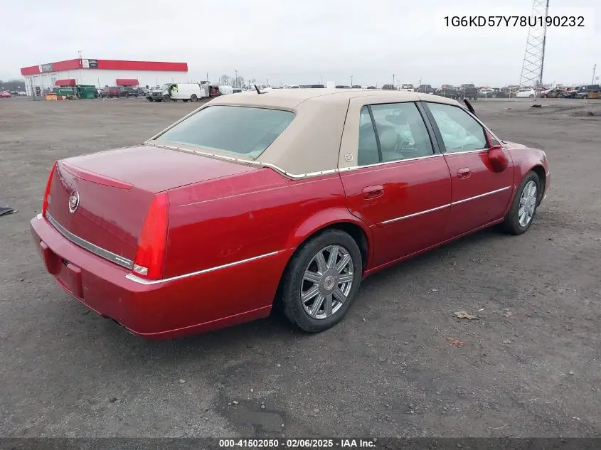 2008 Cadillac Dts 1Sd VIN: 1G6KD57Y78U190232 Lot: 41502050