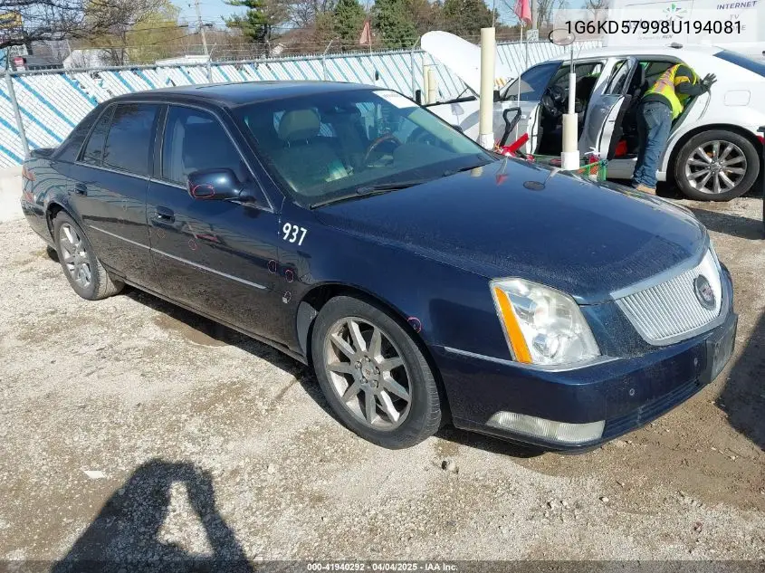 2008 Cadillac Dts 1Se VIN: 1G6KD57998U194081 Lot: 41940292