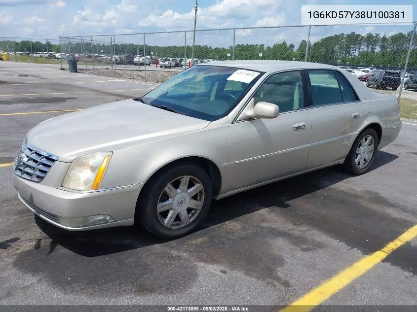 2008 Cadillac Dts 1Sa VIN: 1G6KD57Y38U100381 Lot: 42173059