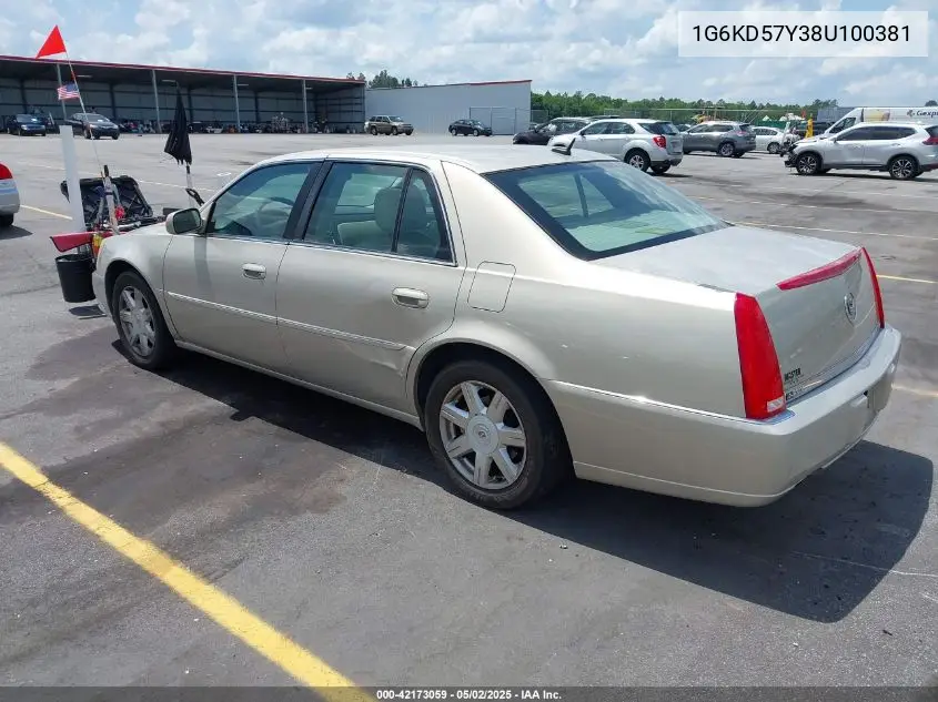 2008 Cadillac Dts 1Sa VIN: 1G6KD57Y38U100381 Lot: 42173059