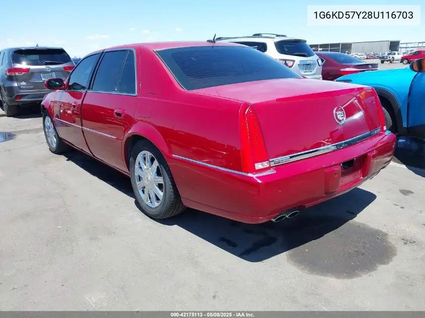 2008 Cadillac Dts 1Sd VIN: 1G6KD57Y28U116703 Lot: 42175113