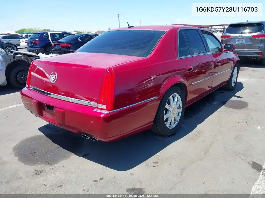 2008 Cadillac Dts 1Sd VIN: 1G6KD57Y28U116703 Lot: 42175113