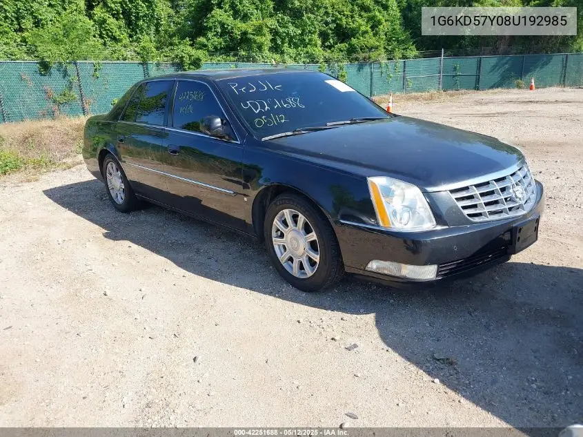 2008 Cadillac Dts 1Sc VIN: 1G6KD57Y08U192985 Lot: 42251688
